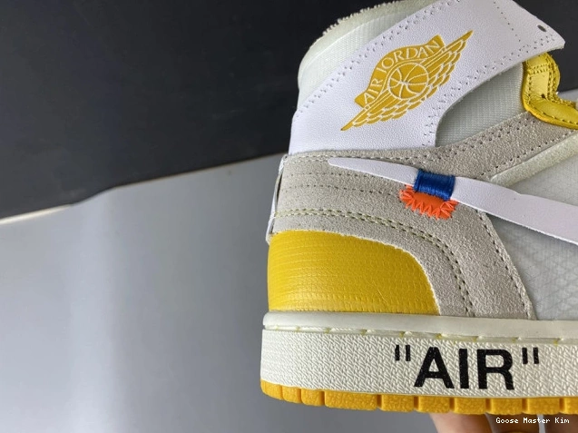 Off-White 1 Air Powder x White Jordan AQ0818-149 Dark NRG Yellow-Cone 0802
